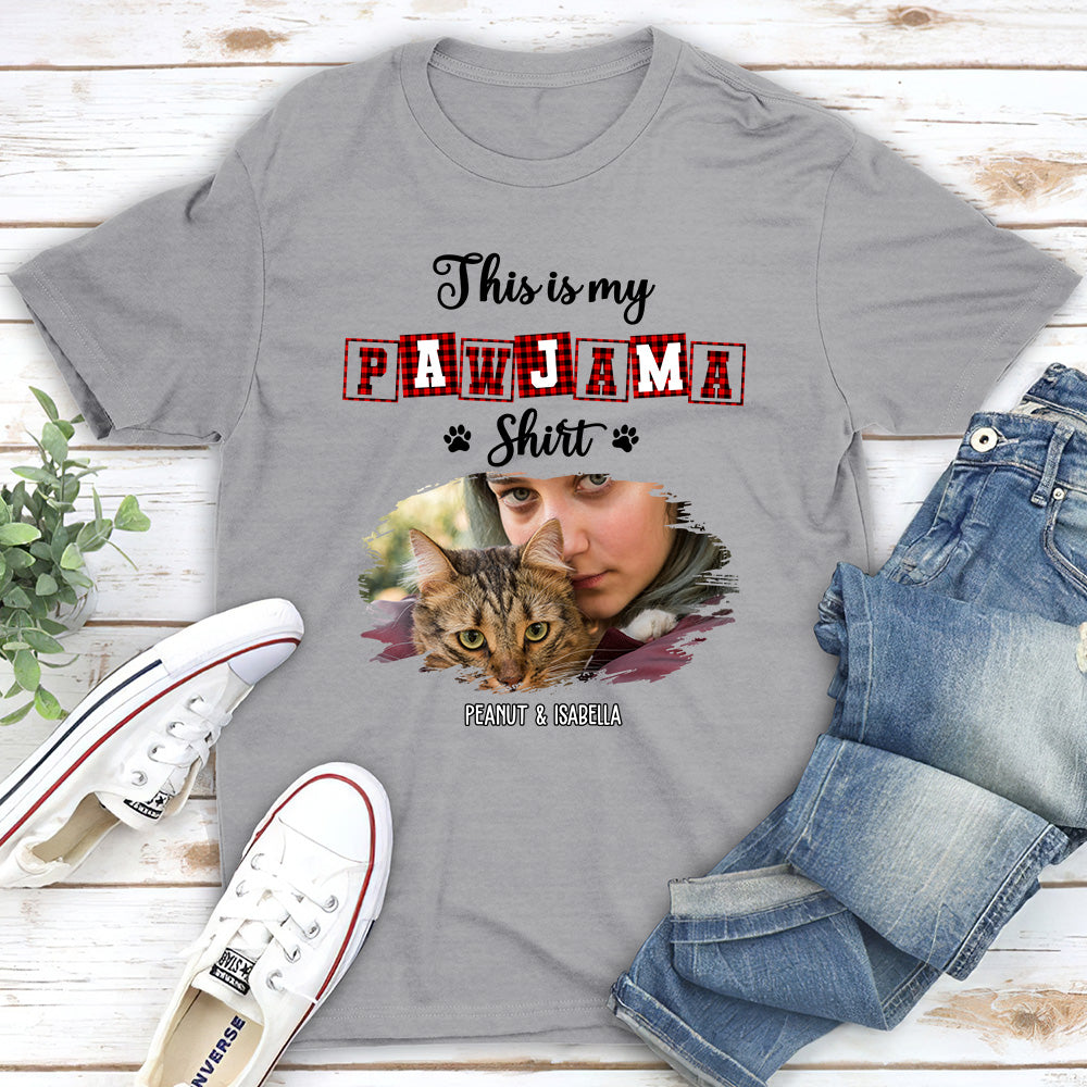 My Sleepshirt Ver Cat 2 Photo - Personalized Custom Unisex 5.3 oz T-Shirt with Copyrighted Artwork