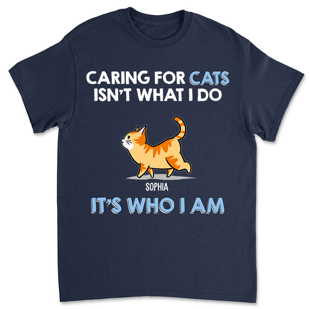 Personalized Custom Unisex 5.3 oz Caring For Cats Walking Cat T-shirt - Ideal Gift for Pet Lovers