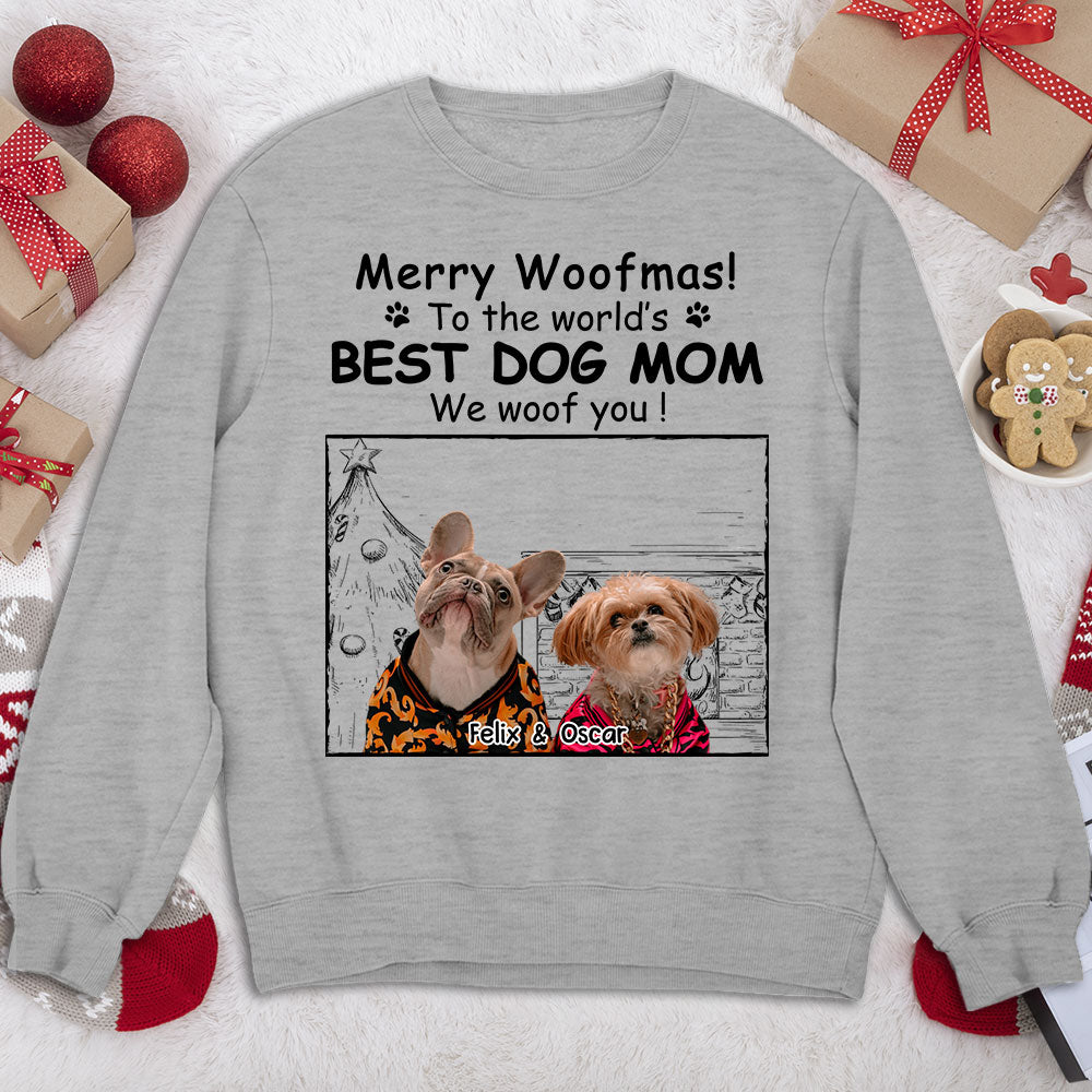 Top-Rated Personalized Custom Christmas Photo Sweatshirt for the Best Dog Moms
