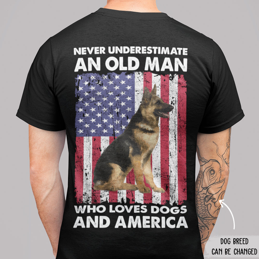Personalized Custom Unisex T-shirt: An Old Man Who Loves Dogs And America