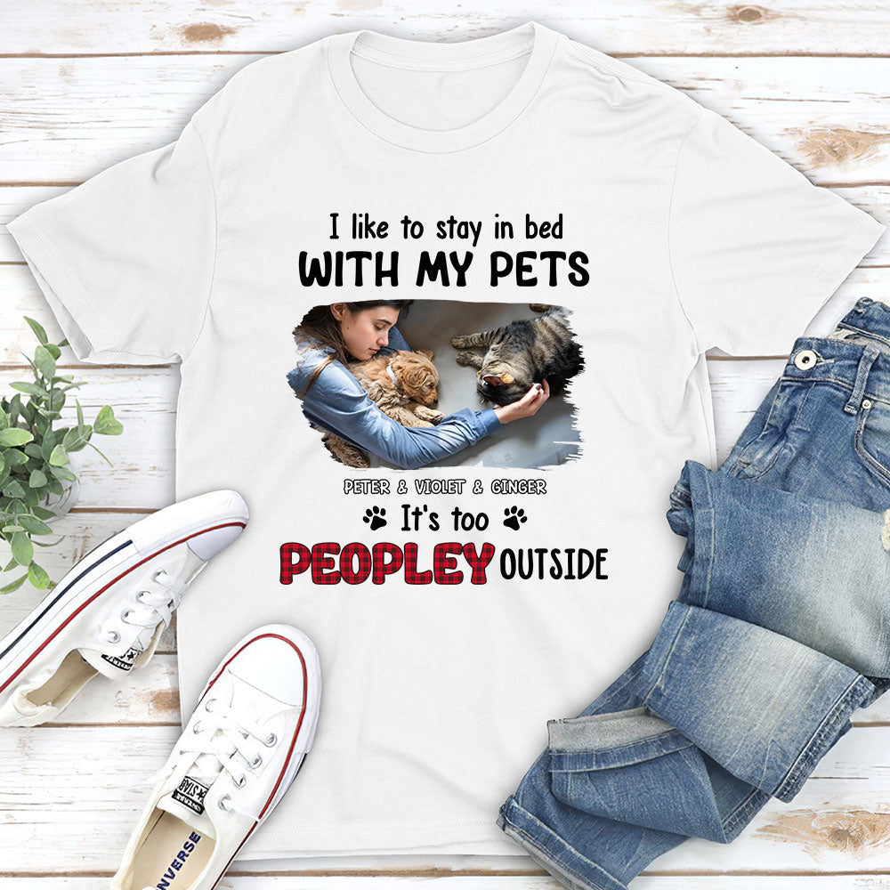 Unique Personalized Custom Unisex 'Like To Stay In Bed' Pet Photo T-shirt