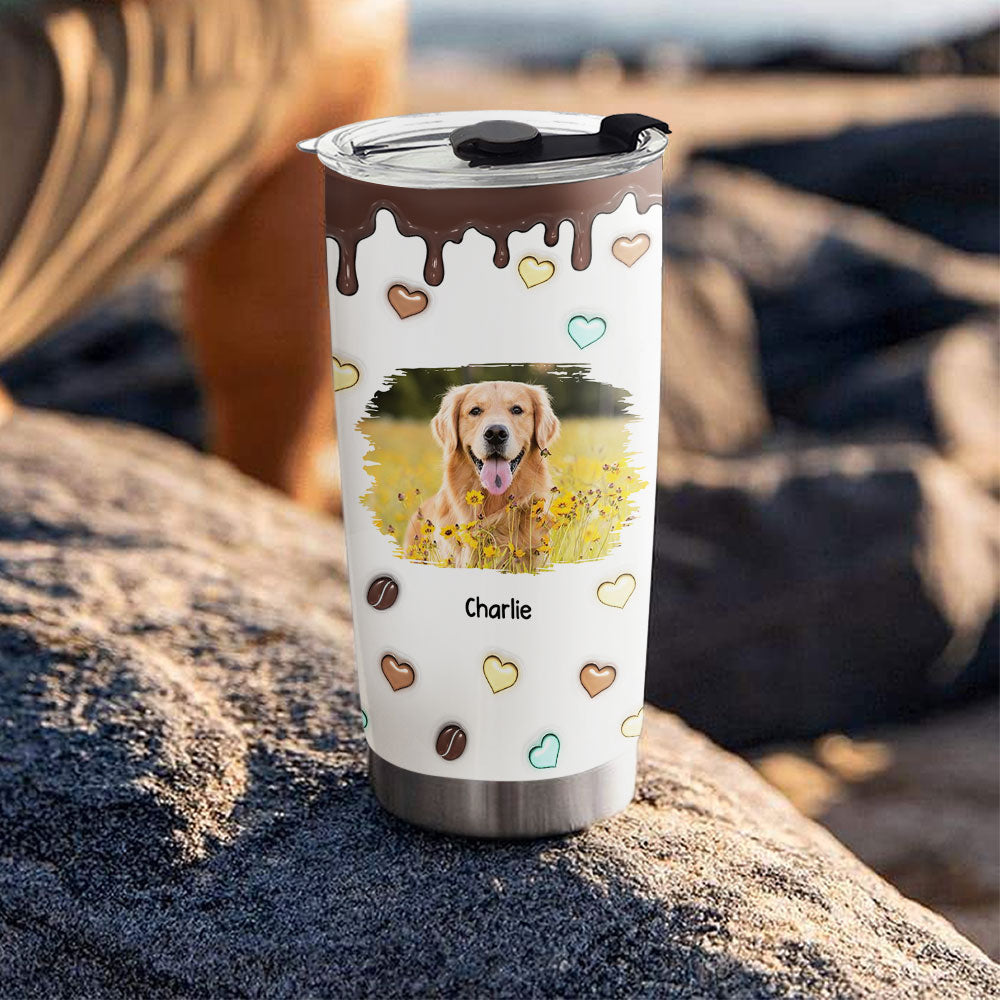 Personalized Custom 3D Inflated Coffee And Pet Photo Tumbler - 20oz High - Quality Stainless Steel