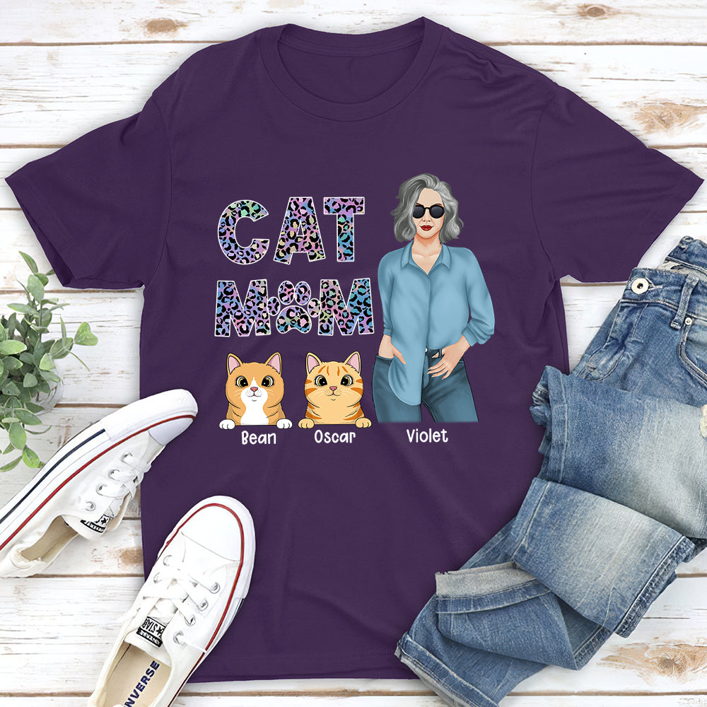 Cat Mom Pattern - Personalized Custom Unisex 5.3 oz T-shirt for Pet Lovers