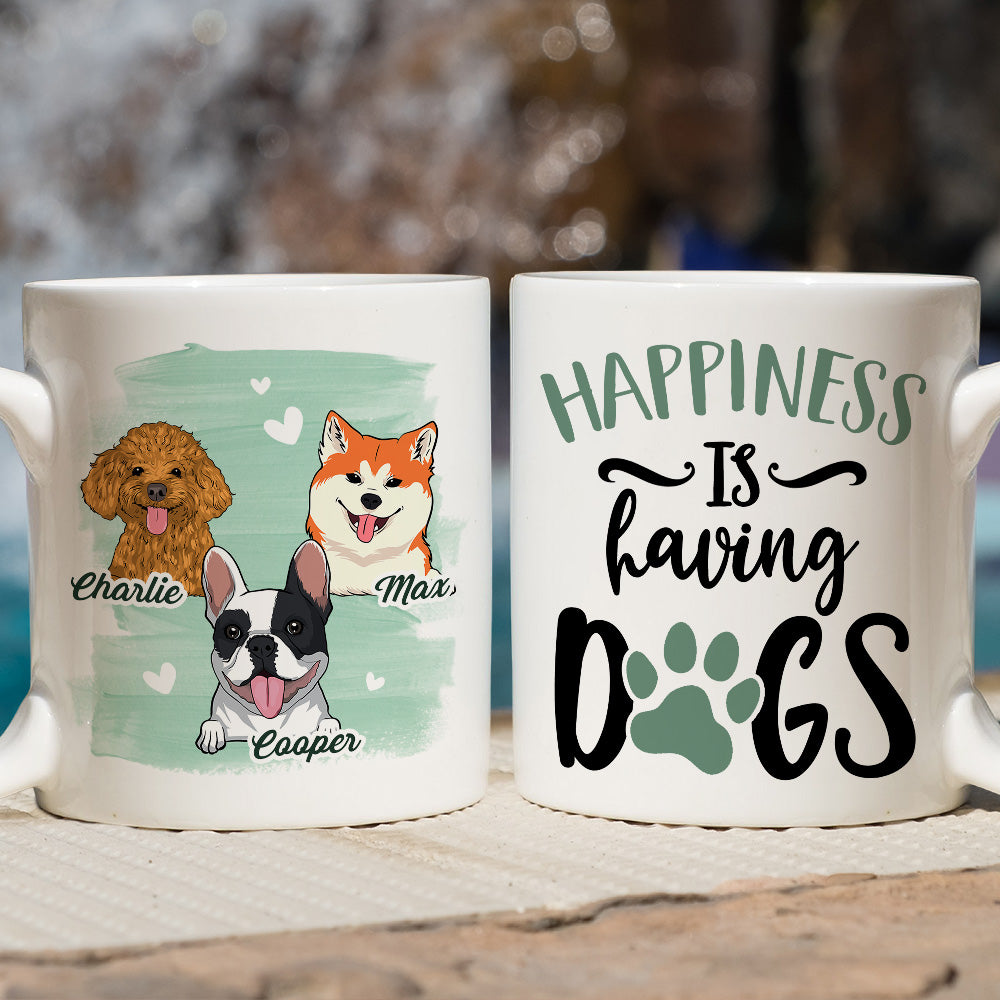 Happiness Is Having A Dog - Personalized 11oz Custom Coffee Mug for Pet Lovers