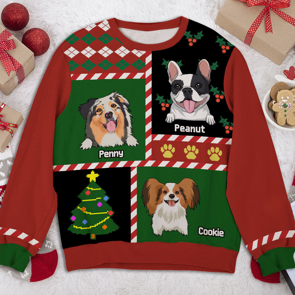 Adorable Peeking Dog Patchwork - Personalized Custom All-Over-Print Unisex 8.8 oz Sweatshirt for Dog Lovers