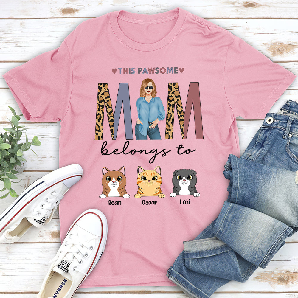 Pawsome Mom Personalized Custom Unisex 5.3 oz T-shirt - Ideal Gift for Pet Lovers