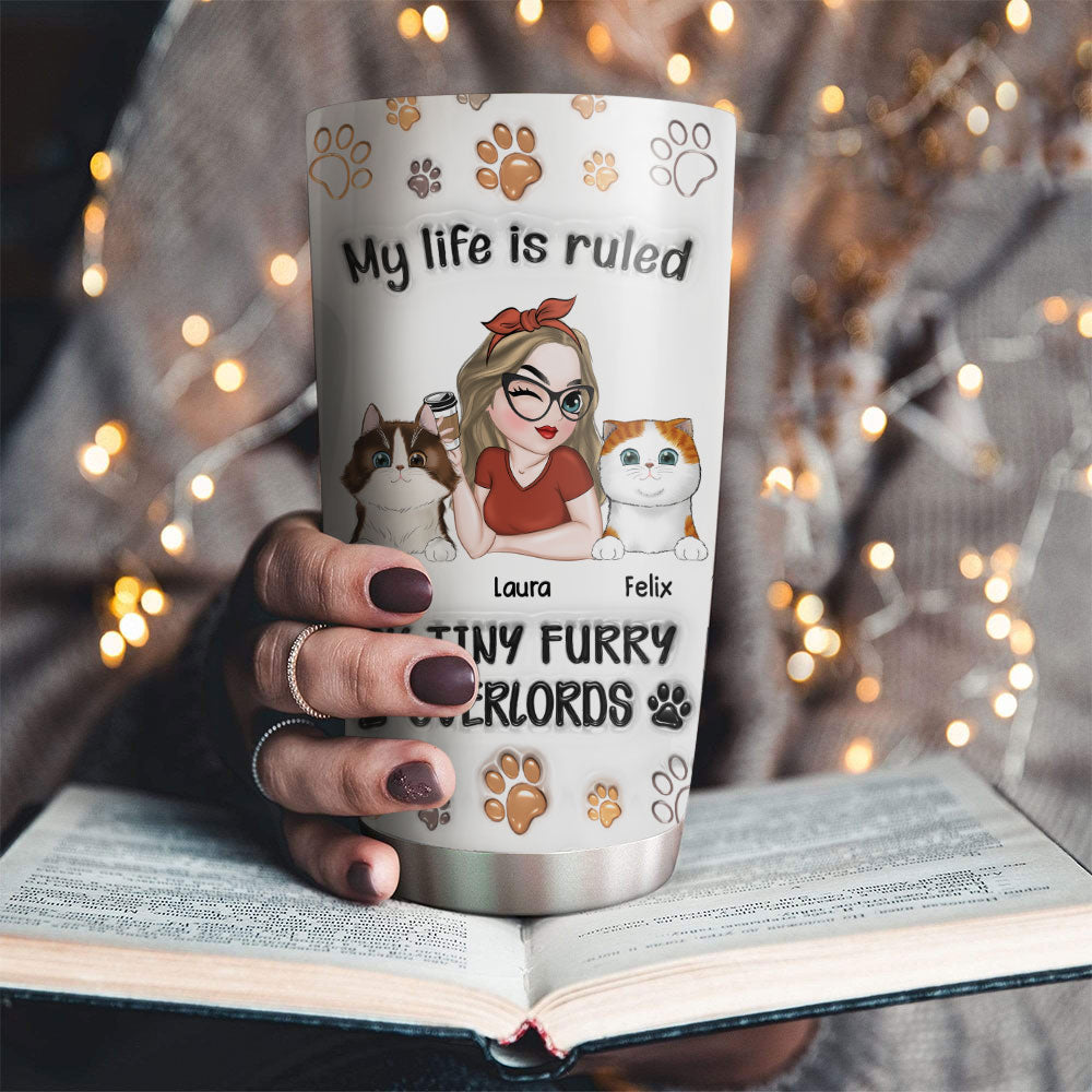 My Cats Rule My Life - Personalized Custom 3D Inflated Effect 20oz Stainless Steel Tumbler with Thousands of Cool Designs