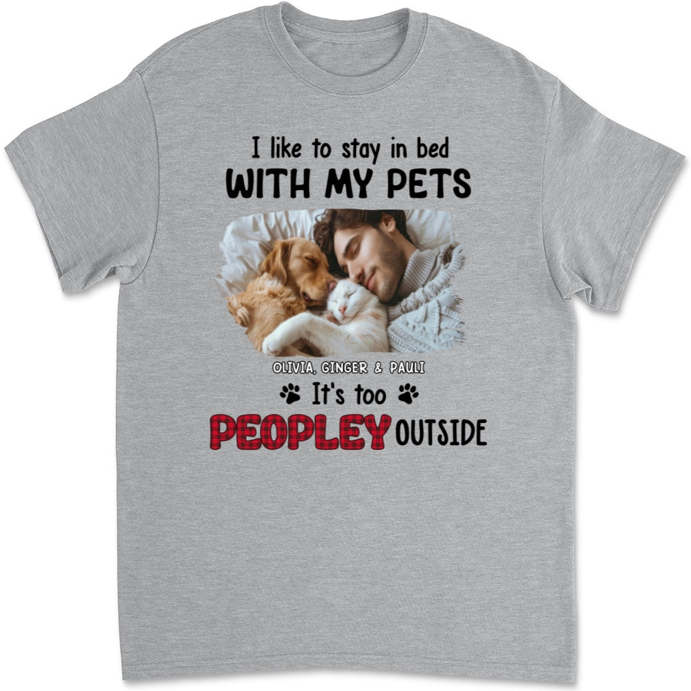Unique Personalized Custom Unisex 'Like To Stay In Bed' Pet Photo T-shirt