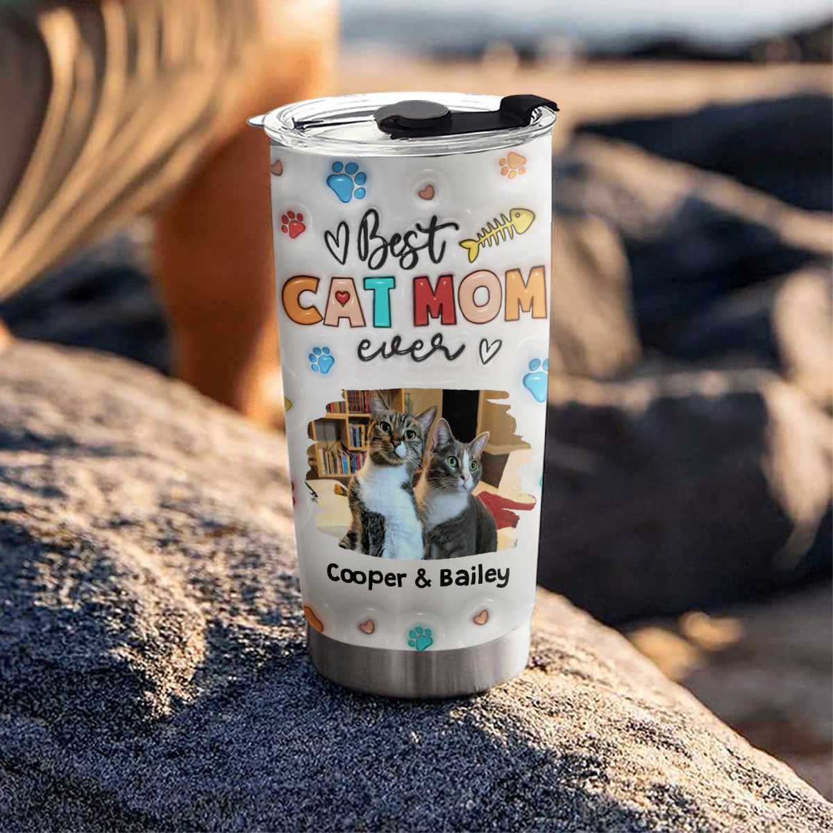 Personalized Custom 3D Inflated Effect Tumbler - Proud To Be A Cat Mom Photo