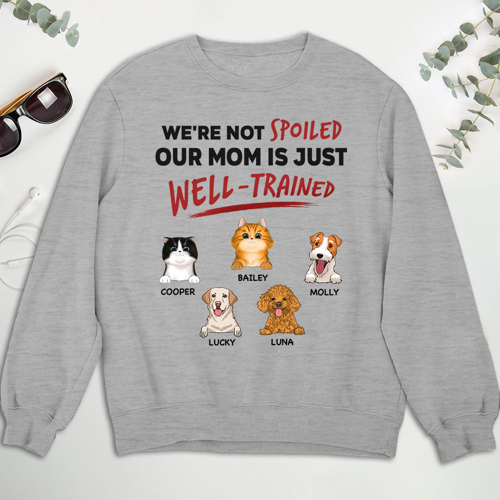Our Dad Is Just Well Trained - Customizable Personalized Unisex 8.0 oz Sweatshirt for Pet Lovers