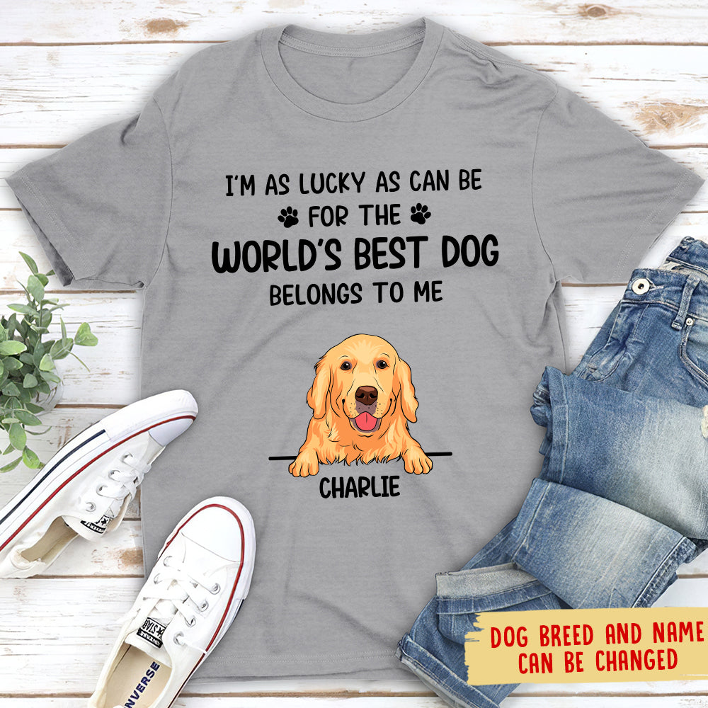 Lucky As Can Be - Personalized Custom Unisex 5.3 oz T-shirt for Pet Lovers
