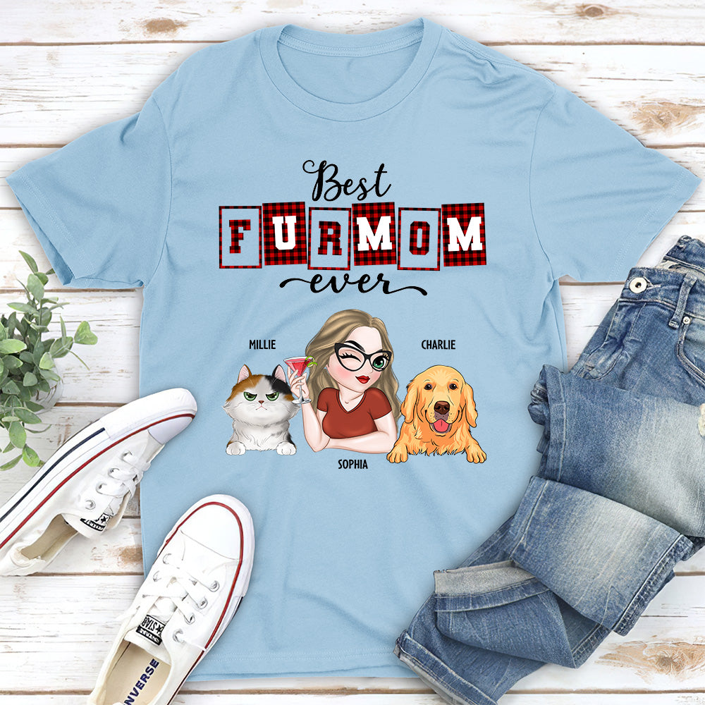 Best Fur Mom Of The Year - Personalized Custom Unisex 5.3 oz T-shirt for Pet Lovers