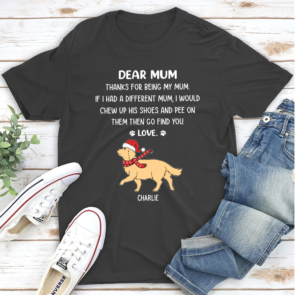 Thanks Dad Mom Christmas - Personalized Custom Unisex 5.3 oz T-shirt for Pet Lovers