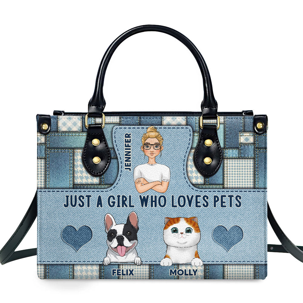 Personalized Custom Girl's Leather Bag Featuring Pets