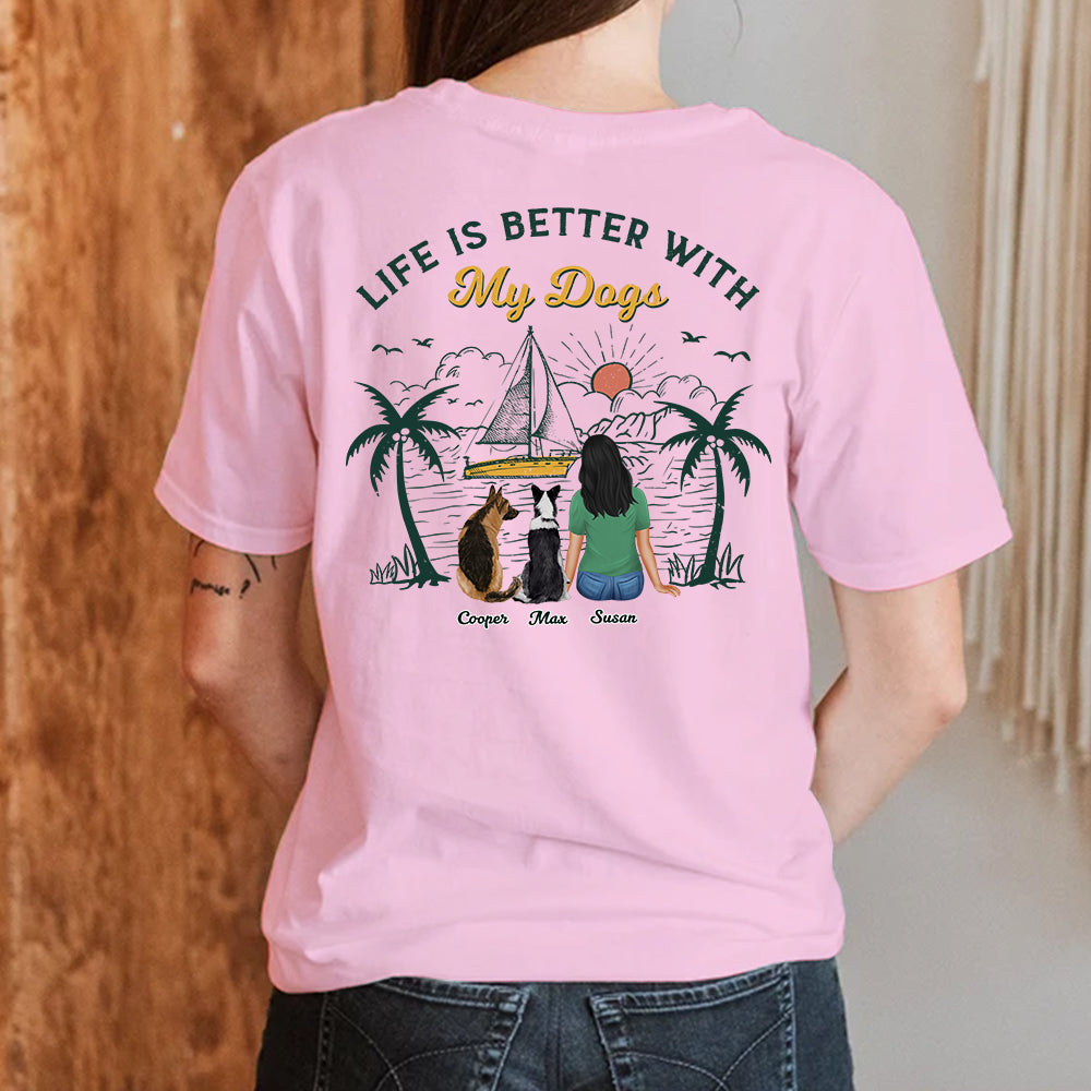 Better Life With Dogs & Beach - Customizable Unisex 5.3 oz Personalized T-shirt