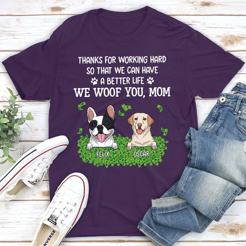 Thanks For Working Hard - Personalized Custom Unisex 5.3 oz T-shirt for Pet Lovers