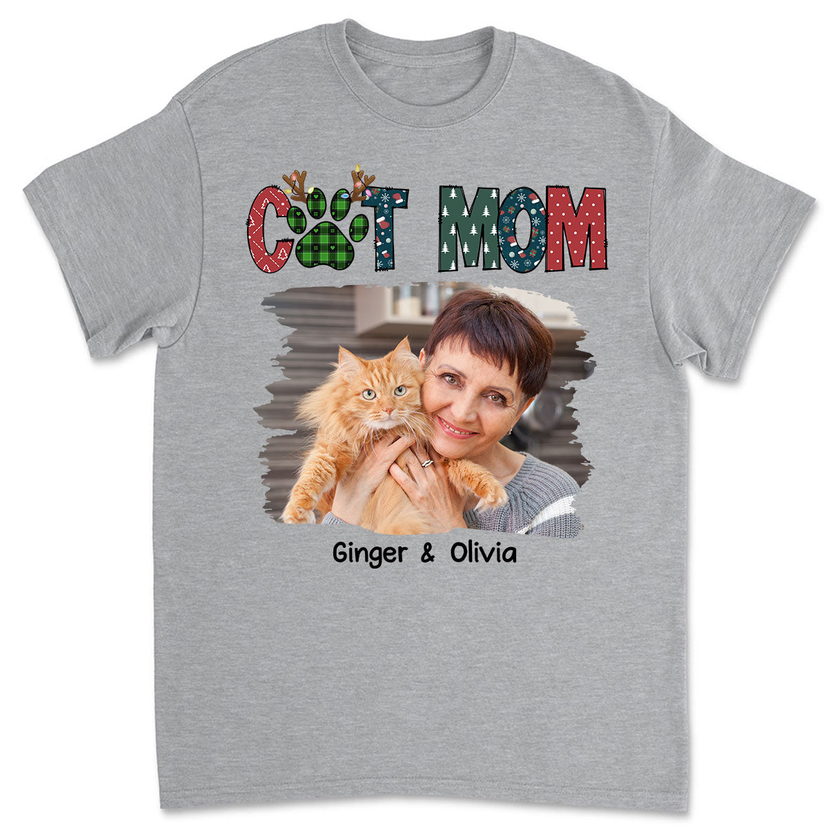 My Adorable Cat Mom Photo - Personalized Custom Unisex 5.3 oz T-shirt