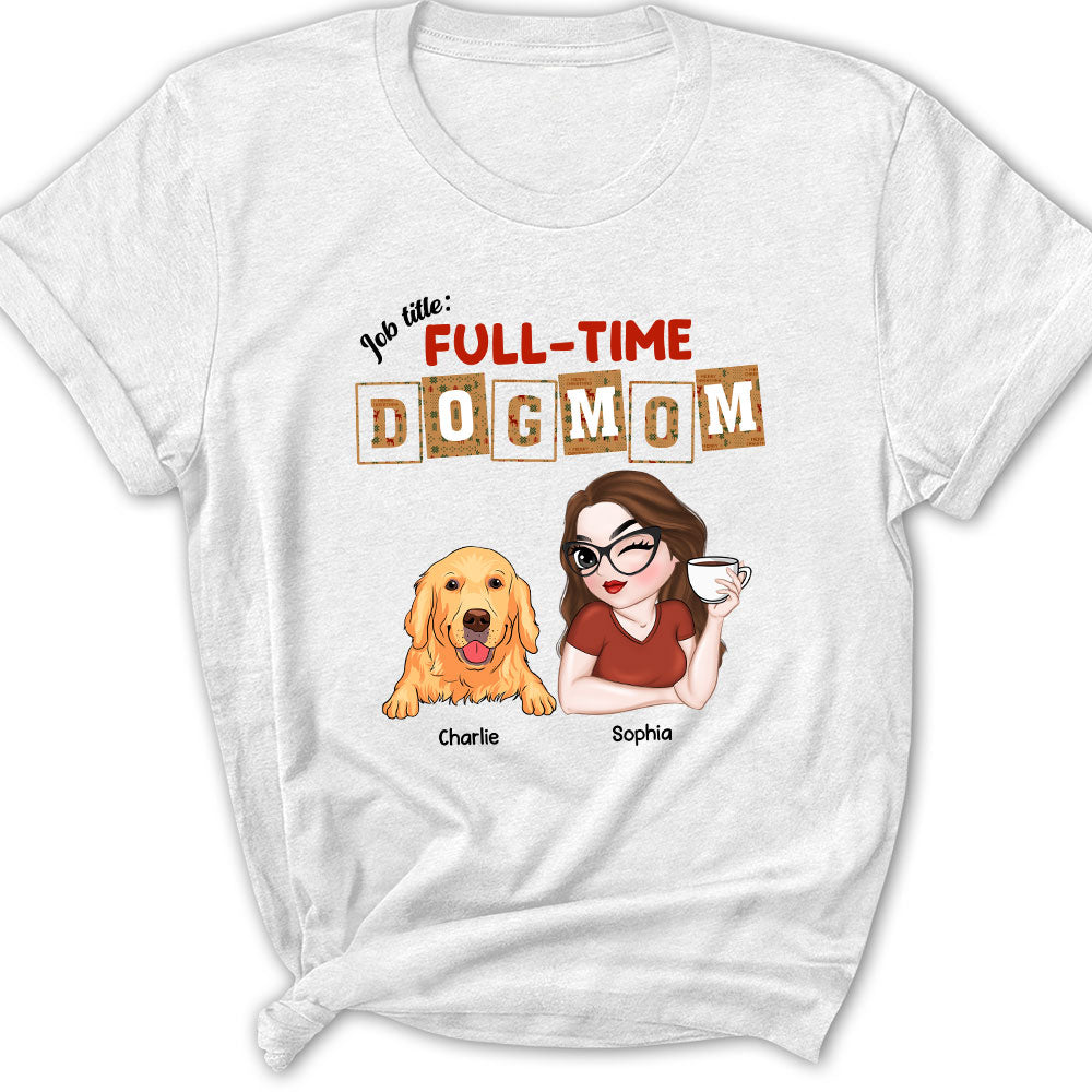 Full Time Dog Mom Dad Christmas - Personalized Custom Women's T-shirt - Ideal Gift for Pet Lovers