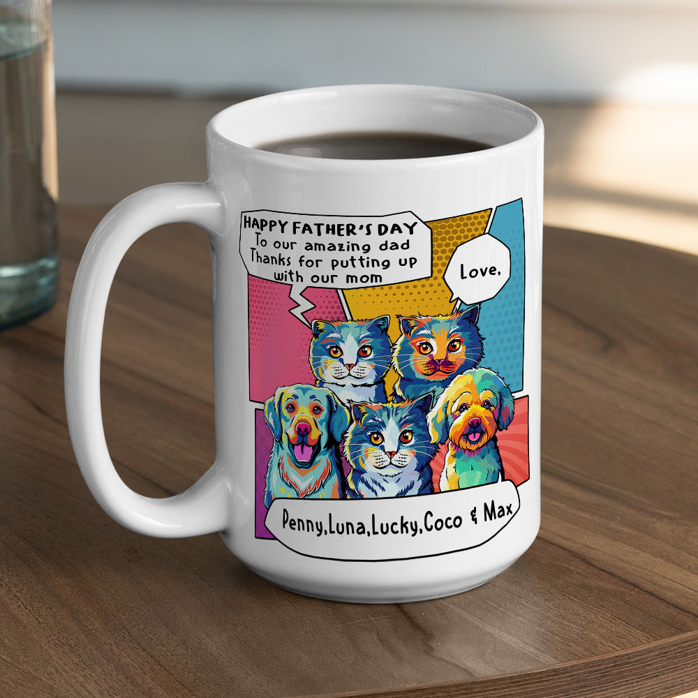 Pop Art Amazing Pet Dad - Personalized Custom 11oz/15oz Coffee Mug