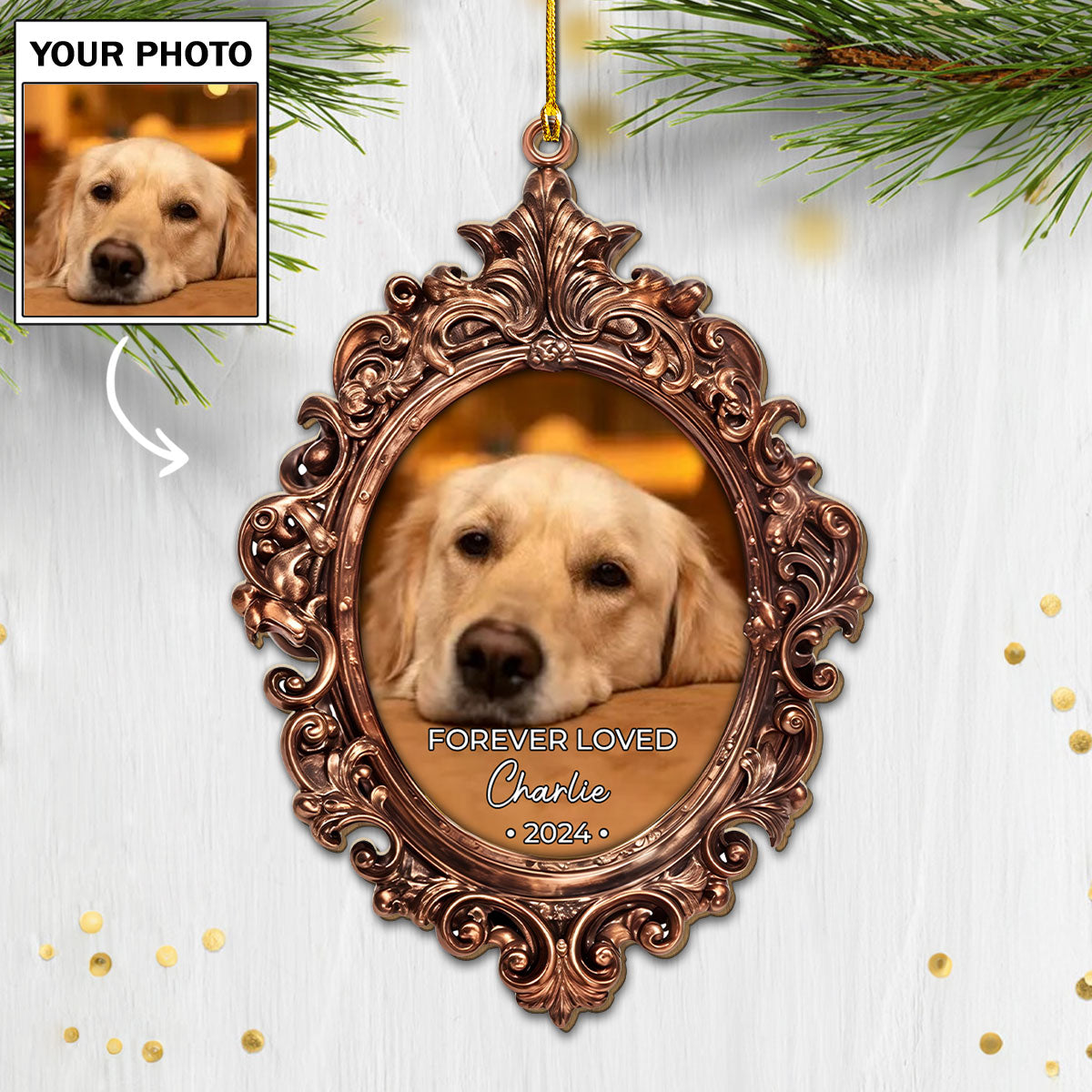 Forever Loved Custom Photo Pet Memorial - Personalized Custom Wood Christmas Ornament for Cherished Memories