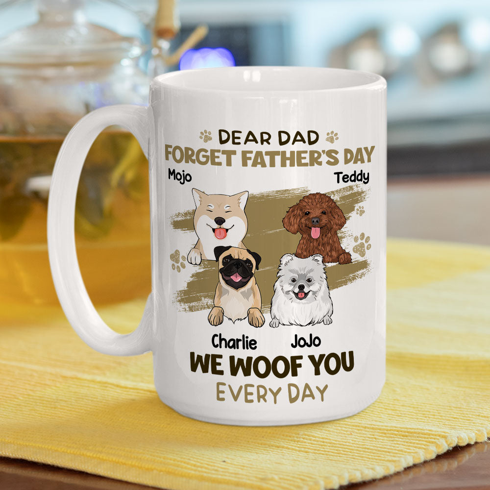 Personalized Custom Dog Woof Dad Mom Everyday Coffee Mug - Ideal for Pet Lovers