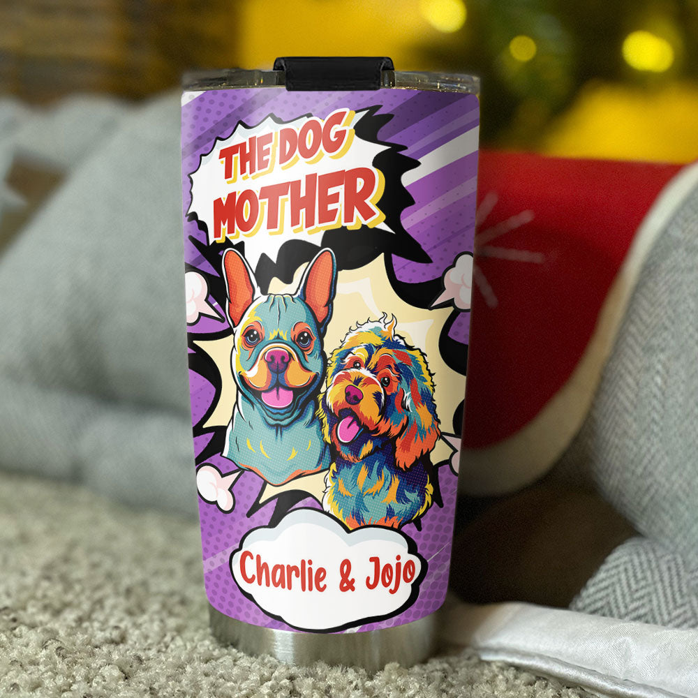 Mother, Father, and Dog - Personalized Custom 20oz Stainless Steel Tumbler with Double - Walled Vacuum Insulation