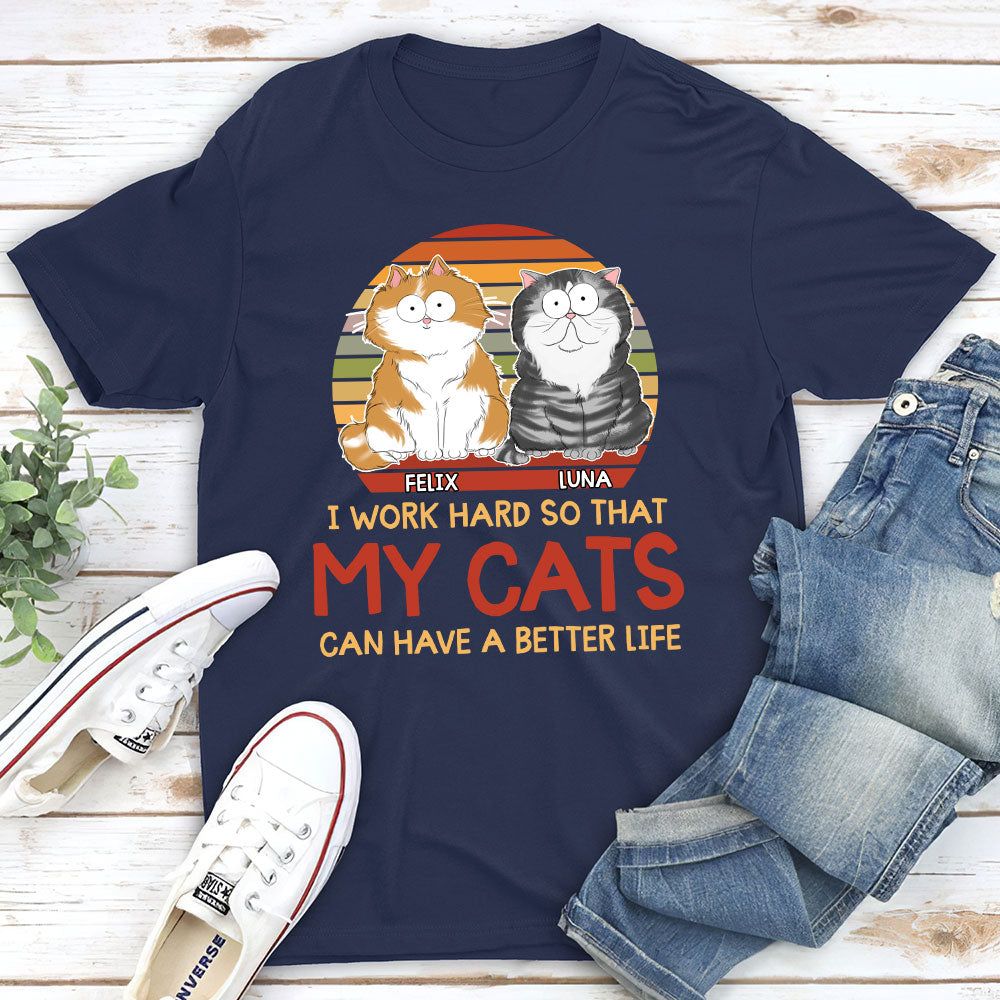 Cats Better Life - Personalized Custom Unisex 5.3 oz T-shirt for Pet Lovers