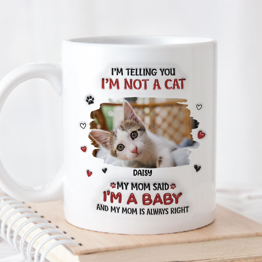 Personalized Custom 3D Inflated Effect I Am A Baby Photo Mug - 11oz and 15oz High - Quality Ceramic