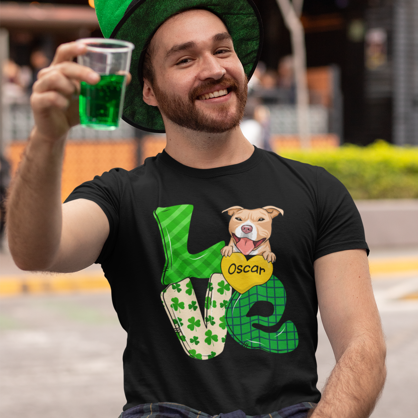 St. Patrick's Day Love - Personalized Custom Unisex 5.3 oz T - Shirt for Pet Lovers