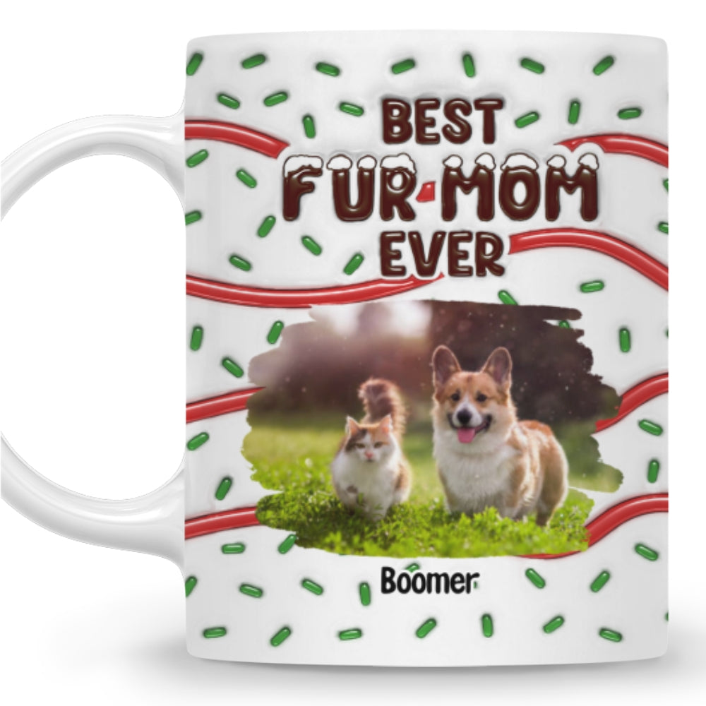 Best Personalized Custom 3D Inflated Effect Fur Mom Cake Photo Mug - 11oz & 15oz