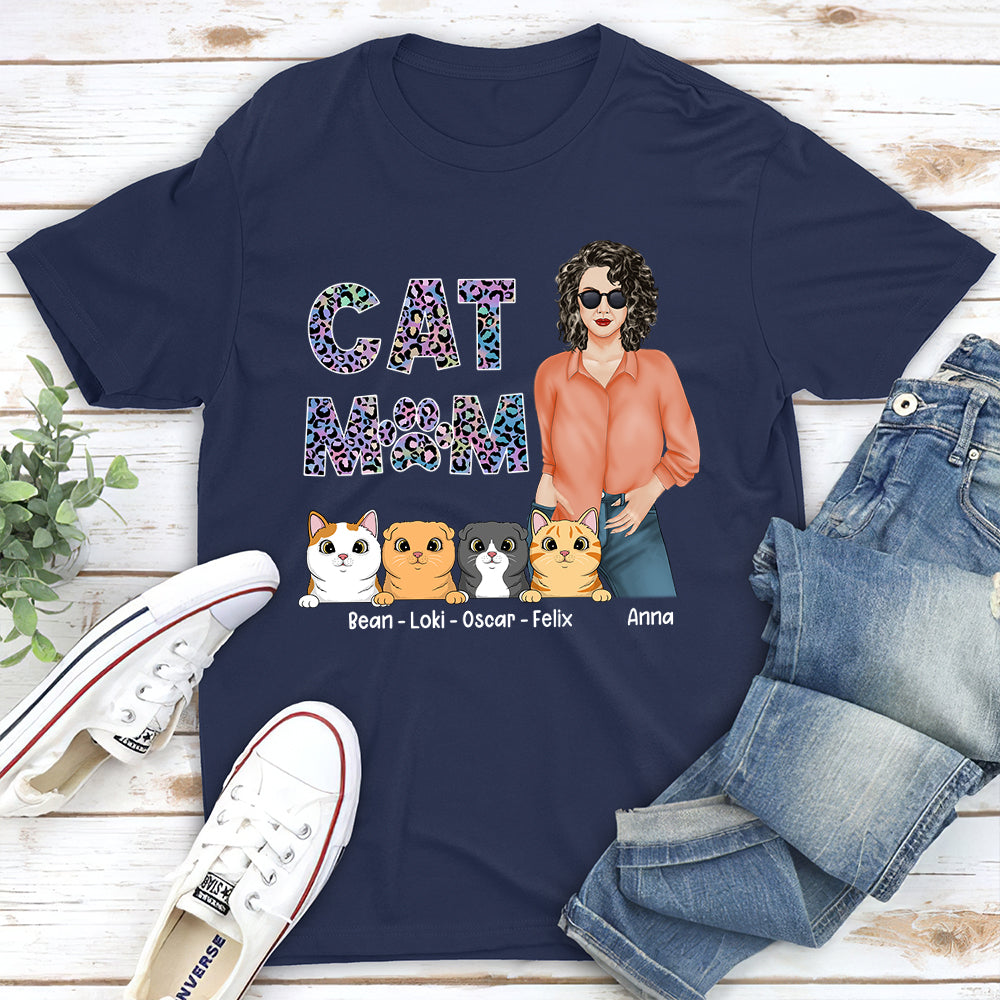Cat Mom Pattern - Personalized Custom Unisex 5.3 oz T-shirt for Pet Lovers