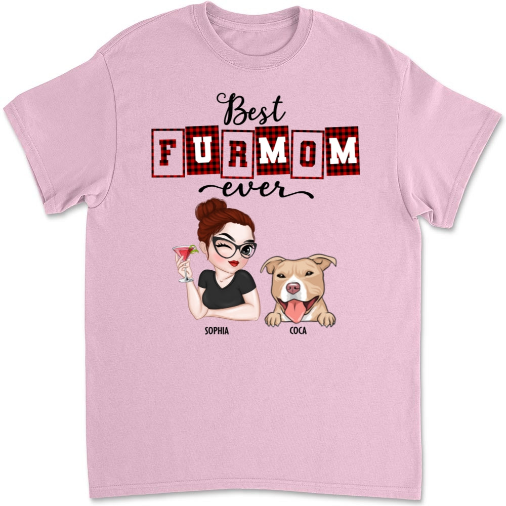 Best Fur Mom Of The Year - Personalized Custom Unisex 5.3 oz T-shirt for Pet Lovers