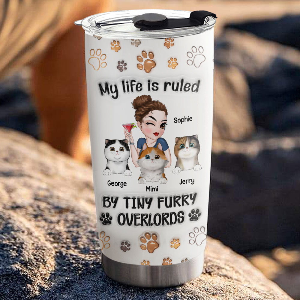 My Cats Rule My Life - Personalized Custom 3D Inflated Effect 20oz Stainless Steel Tumbler with Thousands of Cool Designs