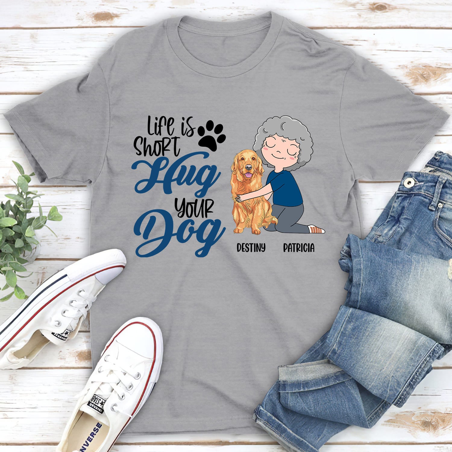 Hug Your Dog - Personalized Custom Unisex Heavy Cotton T-shirt for Pet Lovers