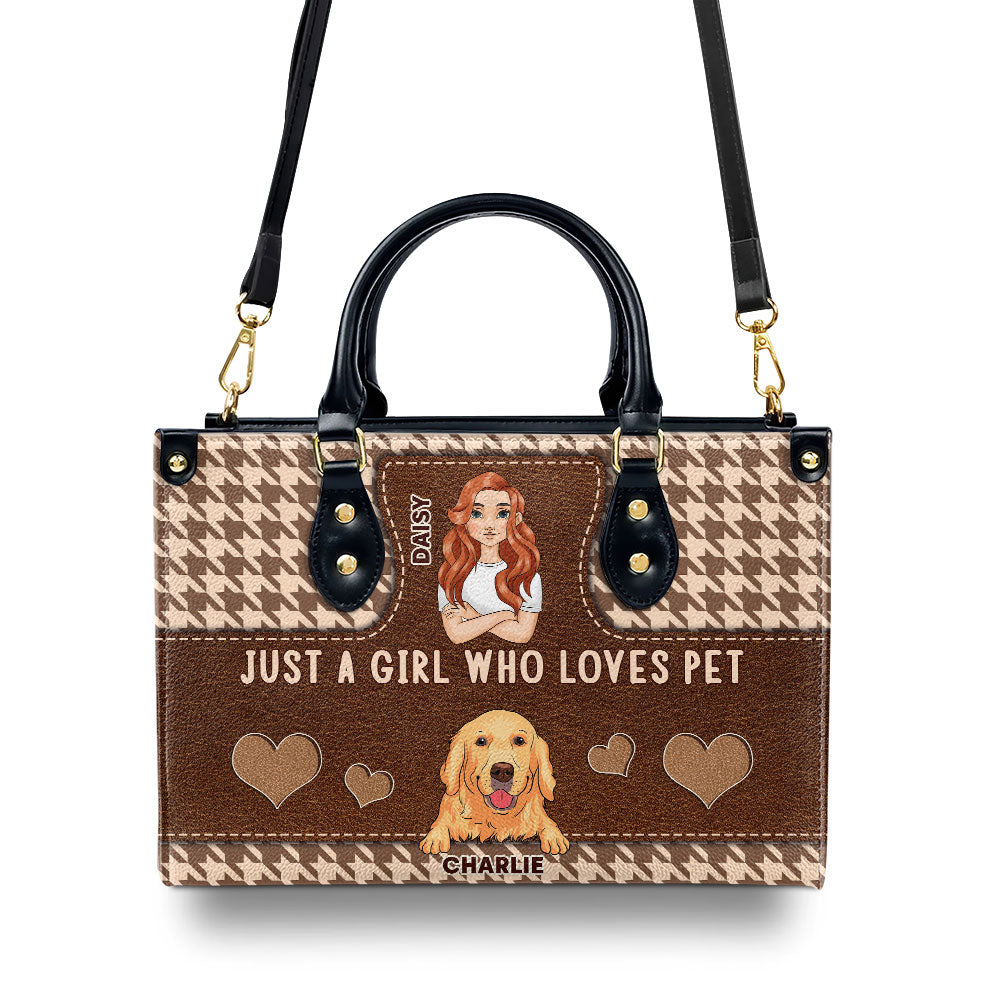 Personalized Custom Girl's Leather Bag Featuring Pets