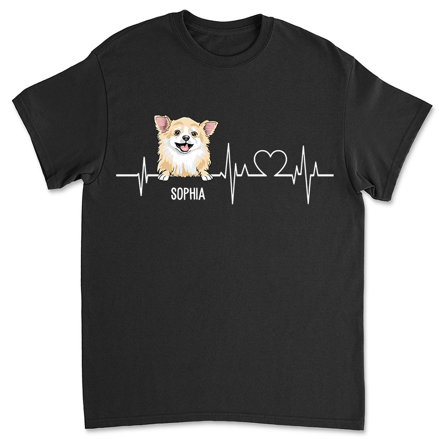 Dog Heartbeat 2 - Personalized Custom Unisex 5.3 oz T-shirt for Pet Lovers