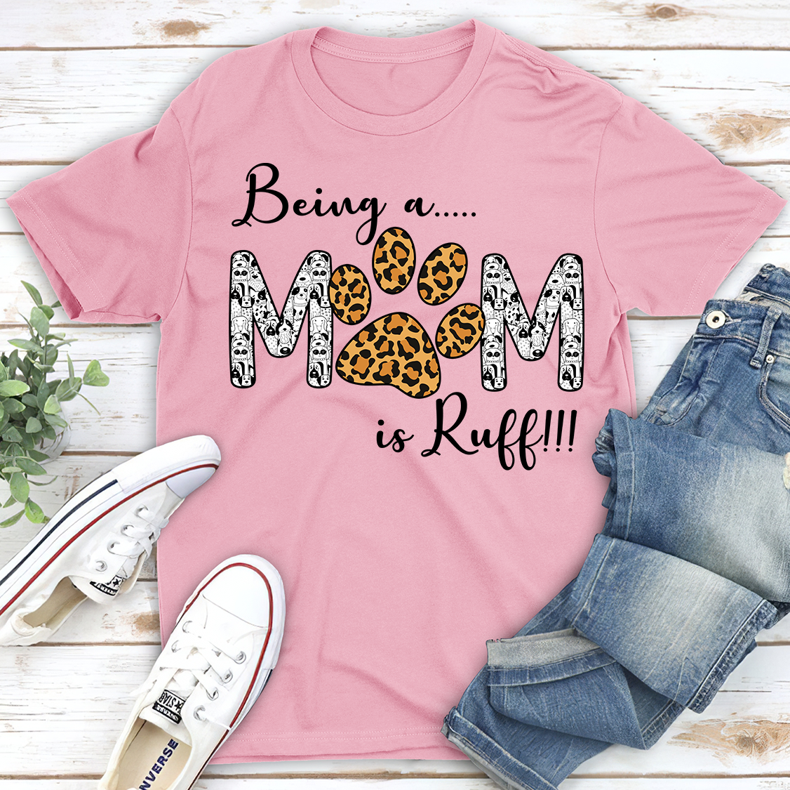 Being a Mom Is Ruff - Unisex Classic 5.3 oz T-shirt for Pet Lovers