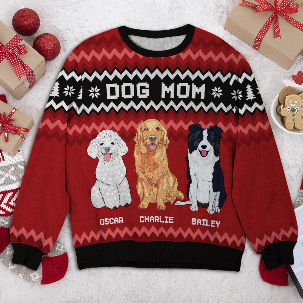 Dog Mom Personalized Custom All-Over-Print Simple Pattern Sweatshirt - Ideal Gift for Pet Lovers