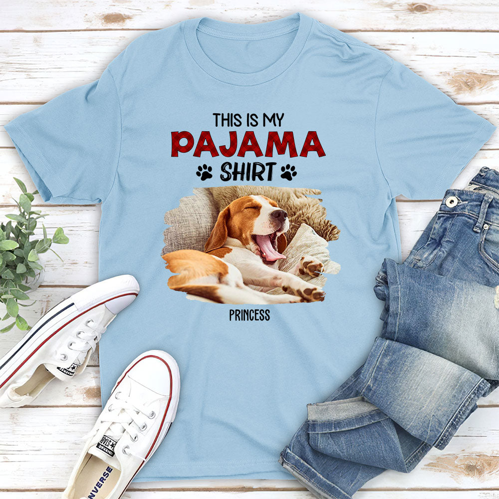 Personalized Custom Unisex Sleeping Pajama Shirt Photo T-shirt - Ideal Gift for Pet Lovers