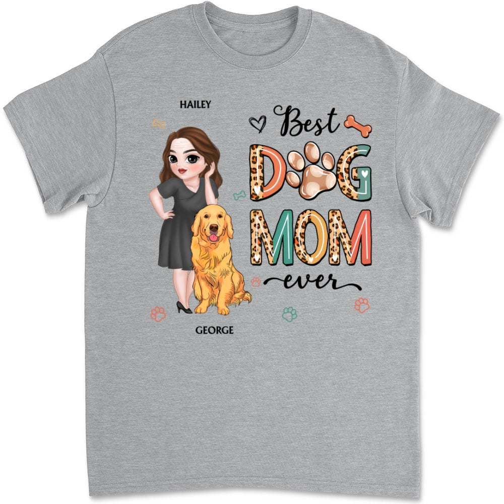 Best Dog Mom Ever And Ever Version 2 - Personalized Custom Unisex 5.3 oz T-Shirt for Pet Lovers