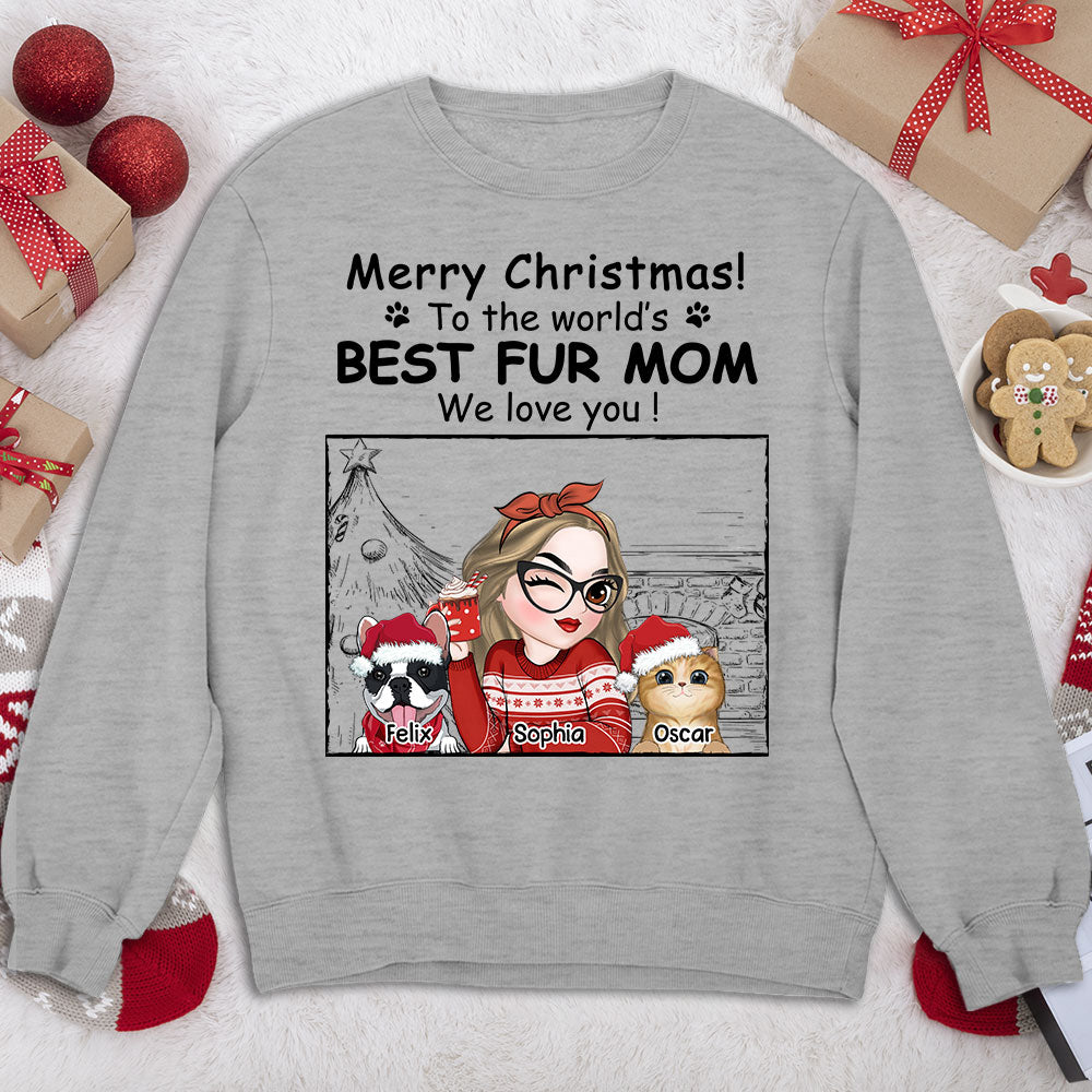 Top-Rated Personalized Custom Christmas Sweatshirt for Fur Moms