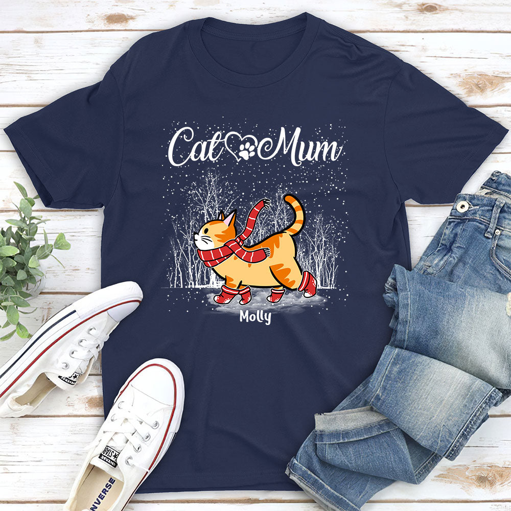 Cat Dad Mom Snow - Customizable Unisex 5.3 oz Personalized T-shirt