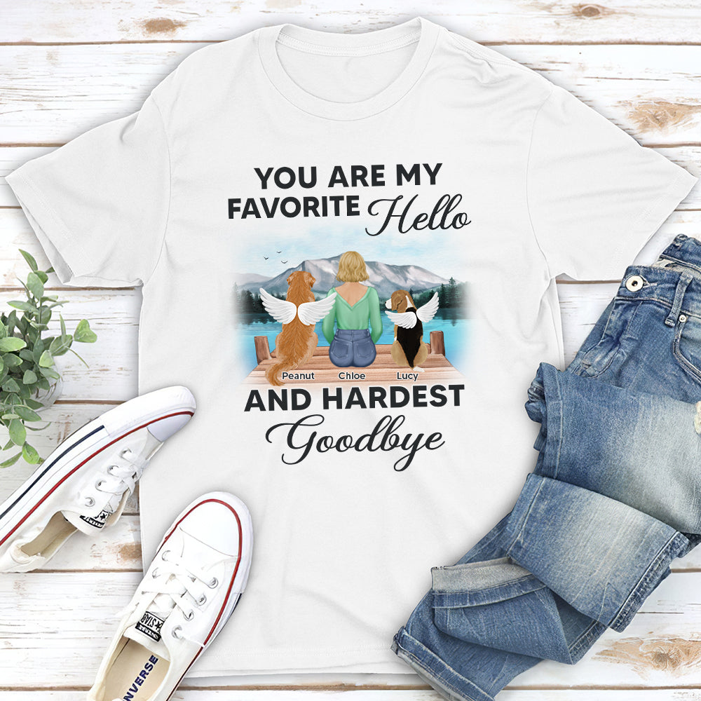 My Favorite Hello Memorial River - Personalized Custom Unisex 5.3 oz T-shirt for Pet Lovers