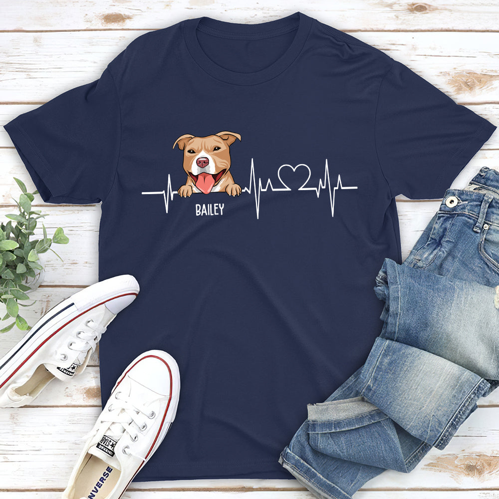 Dog Heartbeat 2 - Personalized Custom Unisex 5.3 oz T-shirt for Pet Lovers