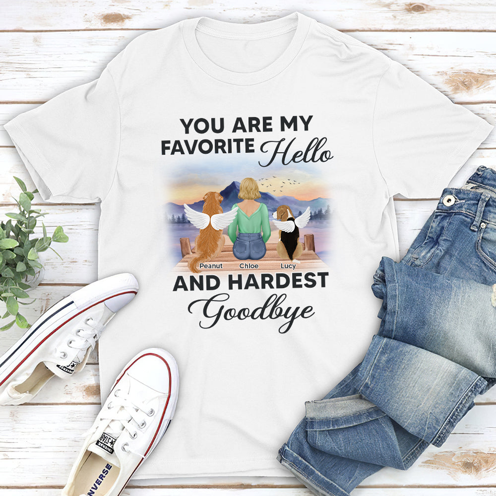 My Favorite Hello Memorial Dawn - Personalized Custom Unisex 5.3 oz T-shirt for Pet Lovers