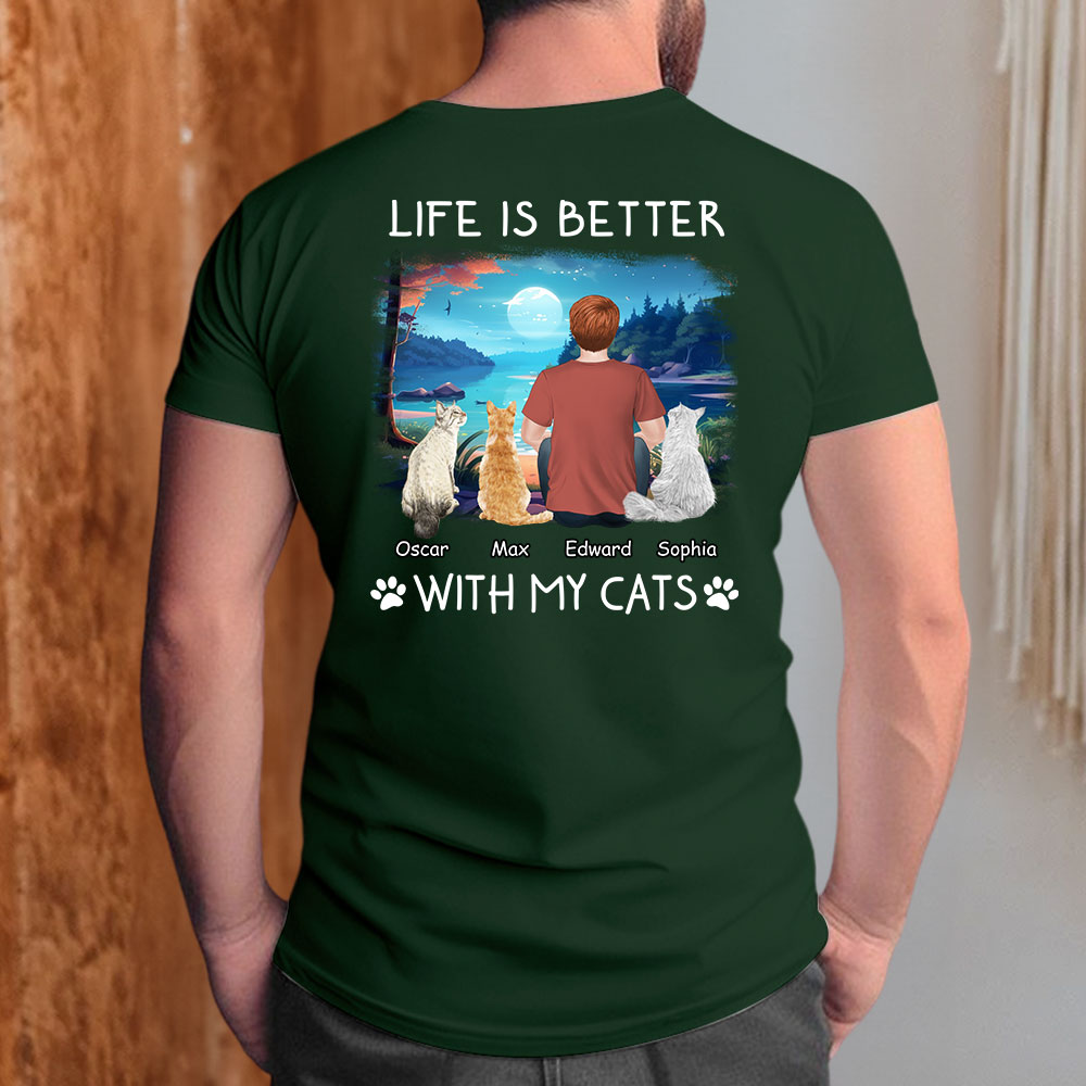 Better With Cats - Exclusive Personalized Custom Unisex 5.3 oz T-shirt for Pet Lovers