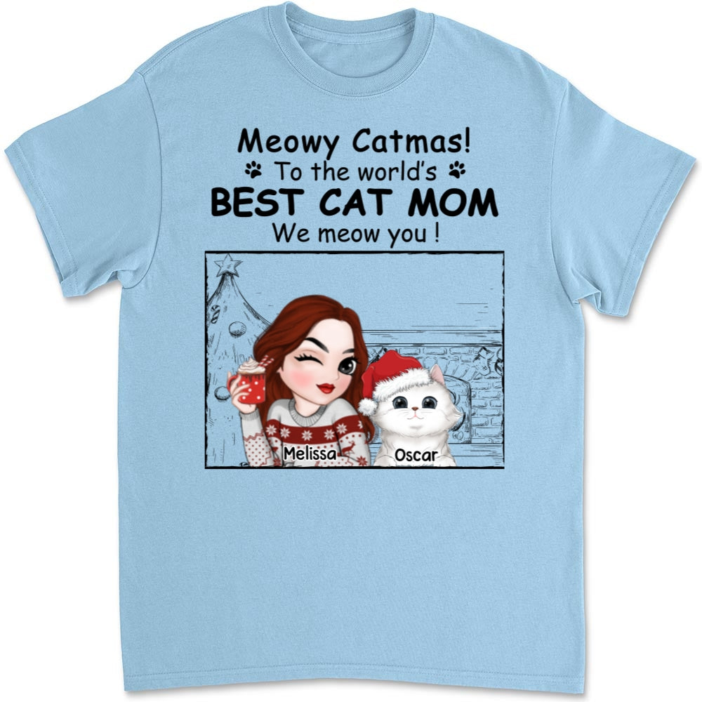Best Cat Mom Christmas - Personalized Custom Unisex T-shirt for Cat Lovers