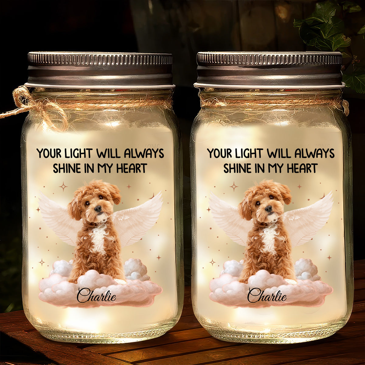 Forever In My Heart - Personalized Custom 16oz Mason Jar Light for Pet Lovers