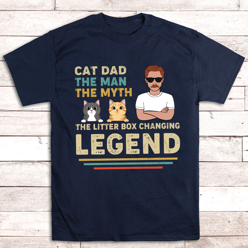 Cat Dad Legend - Personalized Custom Unisex 5.3 oz T-shirt for Pet Lovers