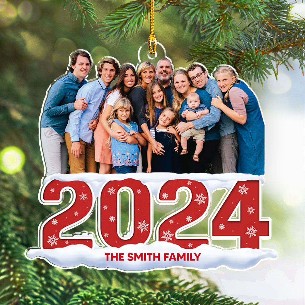 2024 Custom Photo Family Personalized Acrylic Christmas Ornament